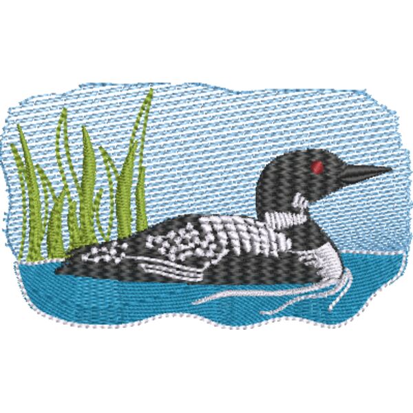 Loon with grass and sky Thumbnail